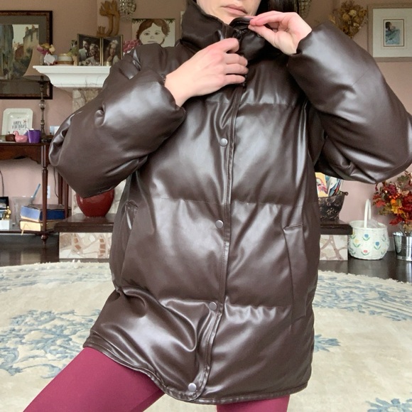 Ardene Faux Leather Puffer Jacket - Picture 16 of 16